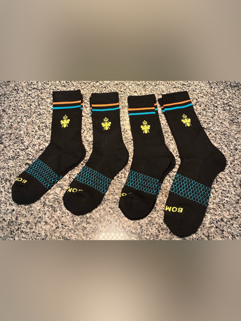 Bombas Woman’s 4 piece black/orange/blue long S/M Socks